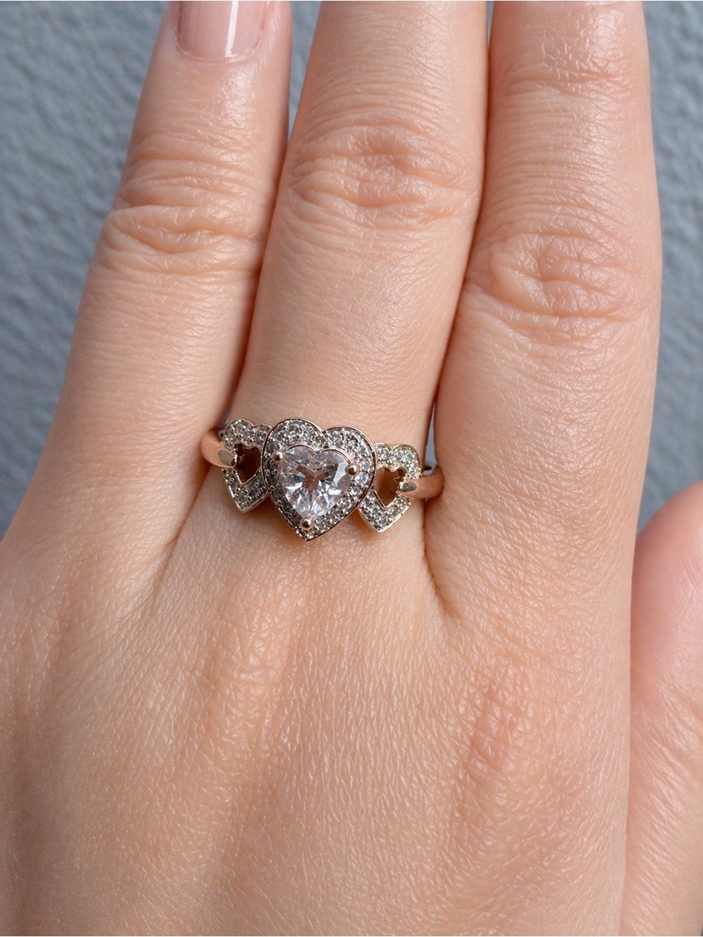 10k Solid Gold Morganite Diamond Ring Rose Gold Heart Shape Diamond Ring